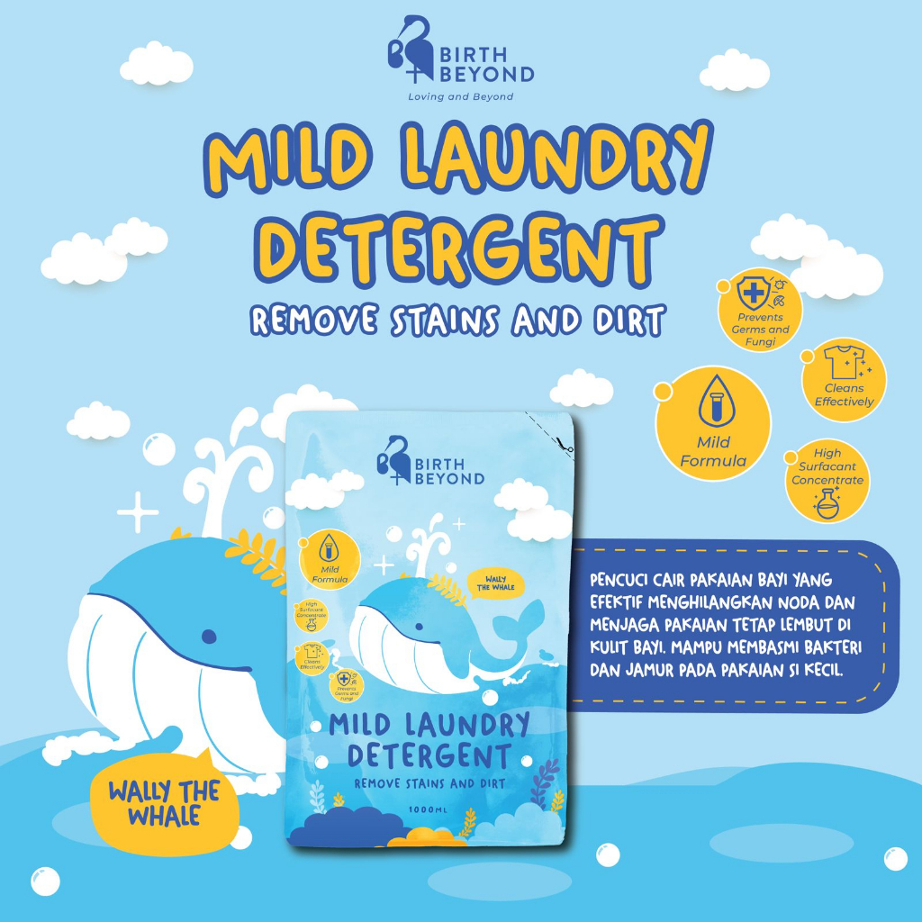 Birth Beyond Mild Laundry Detergent Pouch 1000ml - Sabun cuci baju bayi