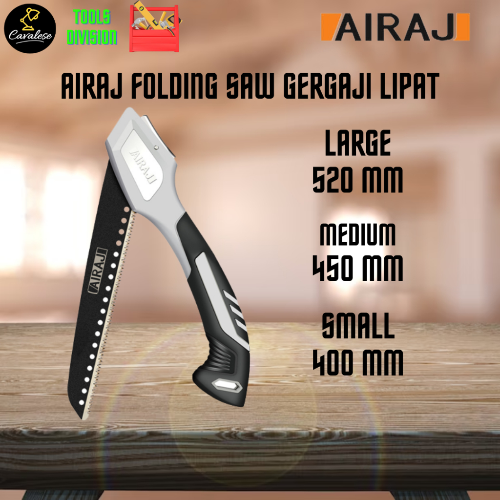 AIRAJ Hand Folding Saw Gergaji Kayu Lipat Camping Portable SK5 Steel