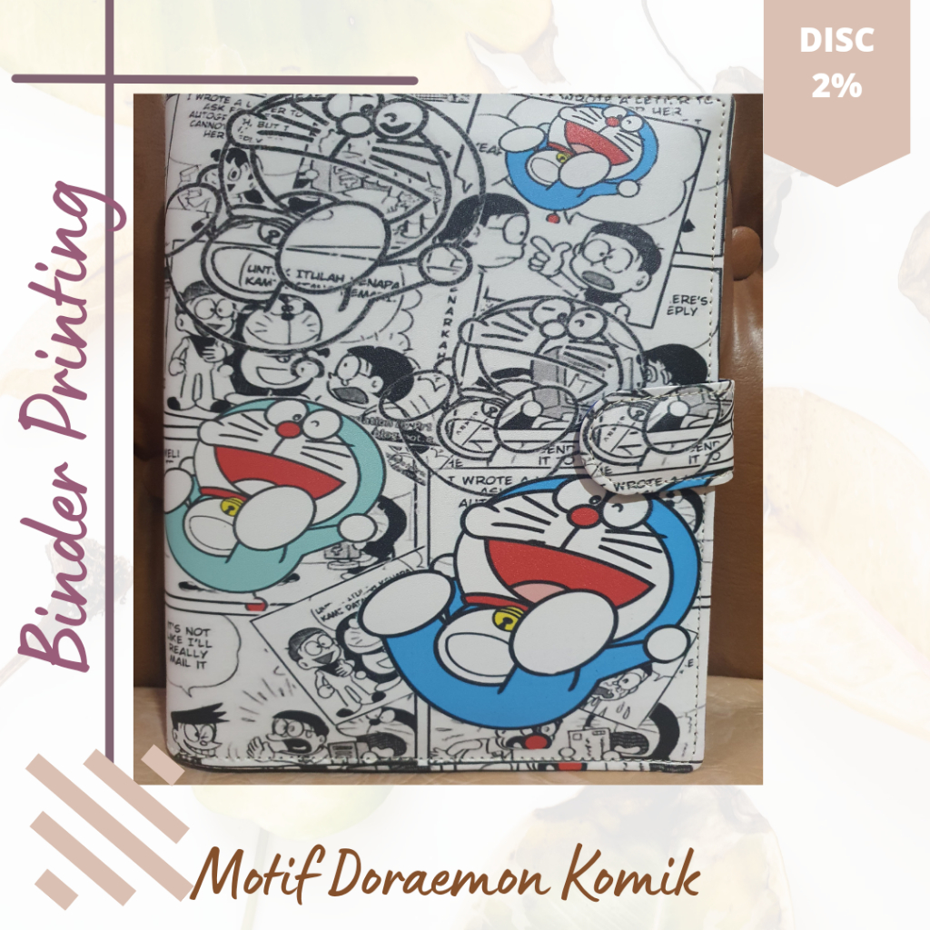 

Binder motif Doraemon printing ,kulit sintesi A5/B5