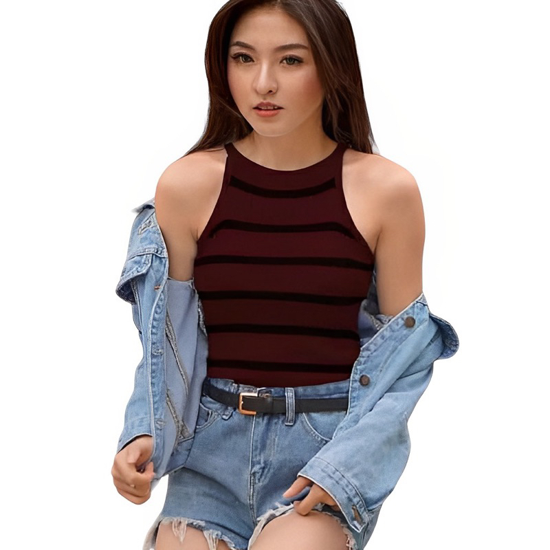 Feidora Crop T8ee Tanktop Wanita Rajutan Tank top Knit