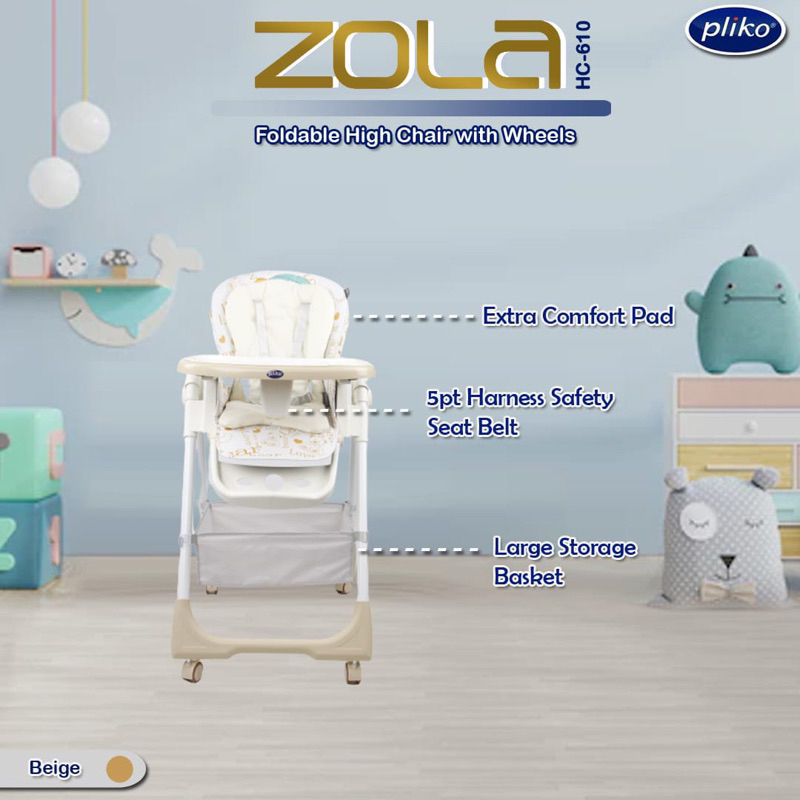 Makassar - Pliko HC-610 Zola High Chair - Kursi Makan Anak Bayi