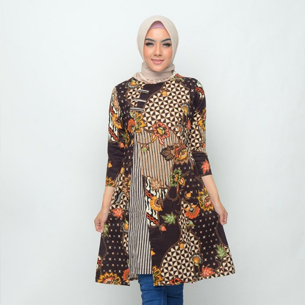 Baju Batik Wanita - Dress Batik Wanita 493 Size XL