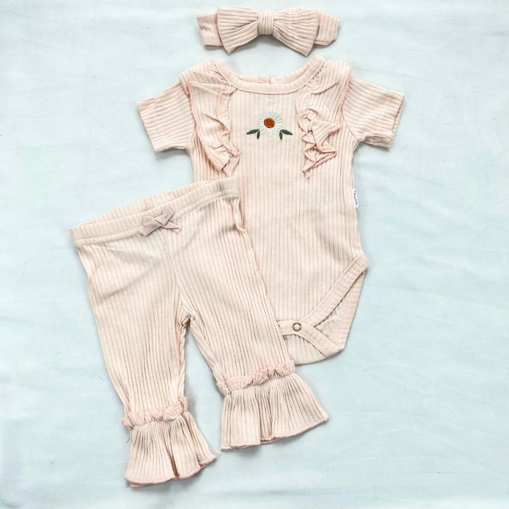 JUMPER SET - 3in1 setelan bayi perempuan 0-9 bulan baju baby cantik korean imut dan lucu import