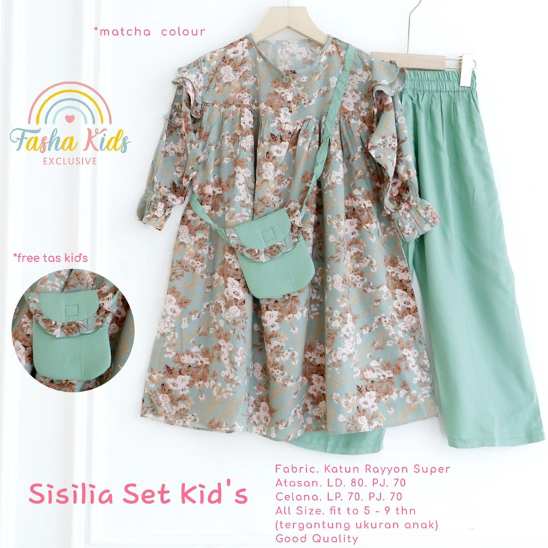 SISILIA SET KIDS BY FASHA / SETELAN BAJU MUSLIM ANAK MURAH / ONESET KIDS