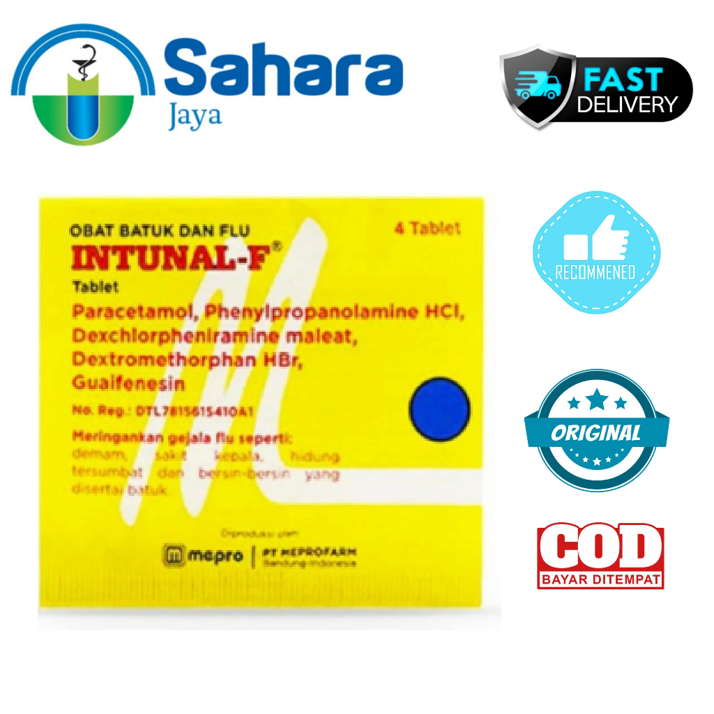 [SJ] Intunal F Forte Kuning Tablet Strip isi 4 Tablet - Obat Flu Bersin
