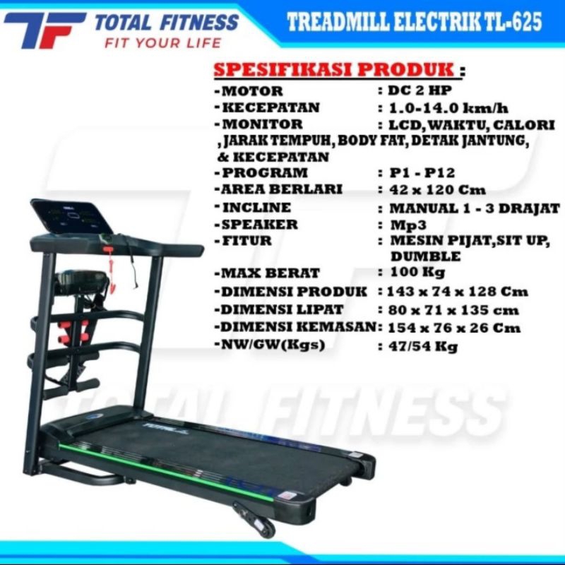 Treadmill elektrik TL  625 total fitnes