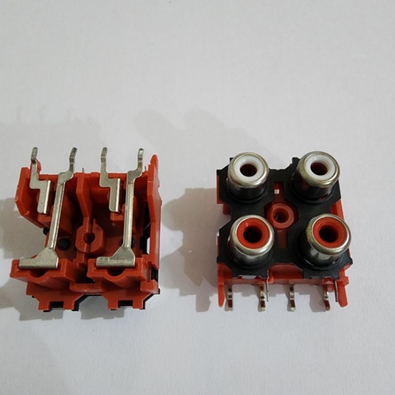 Socket Rca 4pin 2x2 buat box bell warna merah