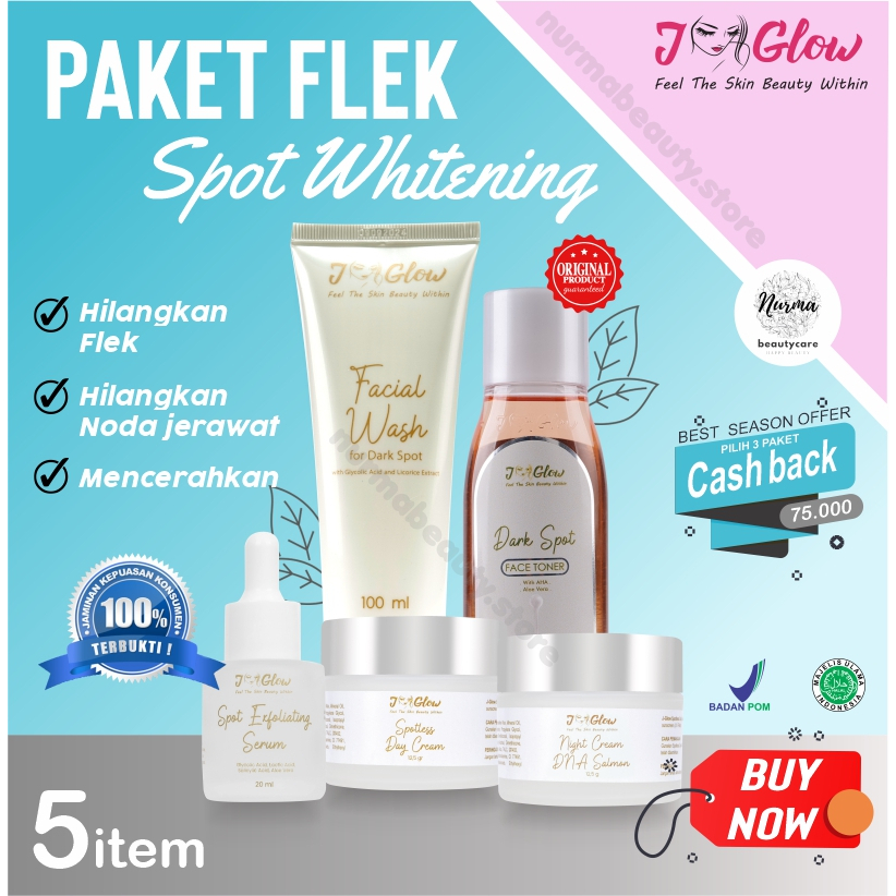 Jglow J glow Skincare Paket Flek Krim Sabun Perawatan Kecantikan Pemutih Kosmetik Wajah Glowing BPOM