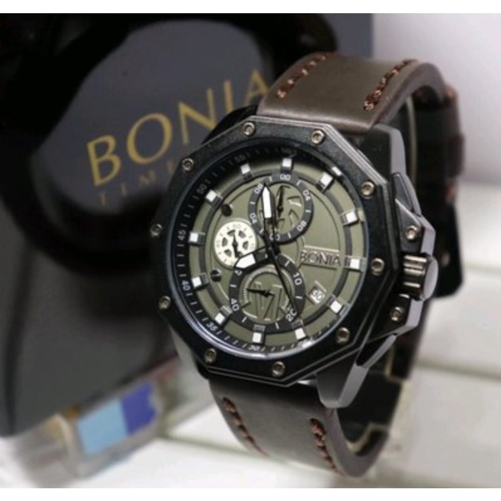 Best Seller  Jam Tangan Pria Bonia B5140Hp Chronograp Tanggal Aktif Tali Kulit