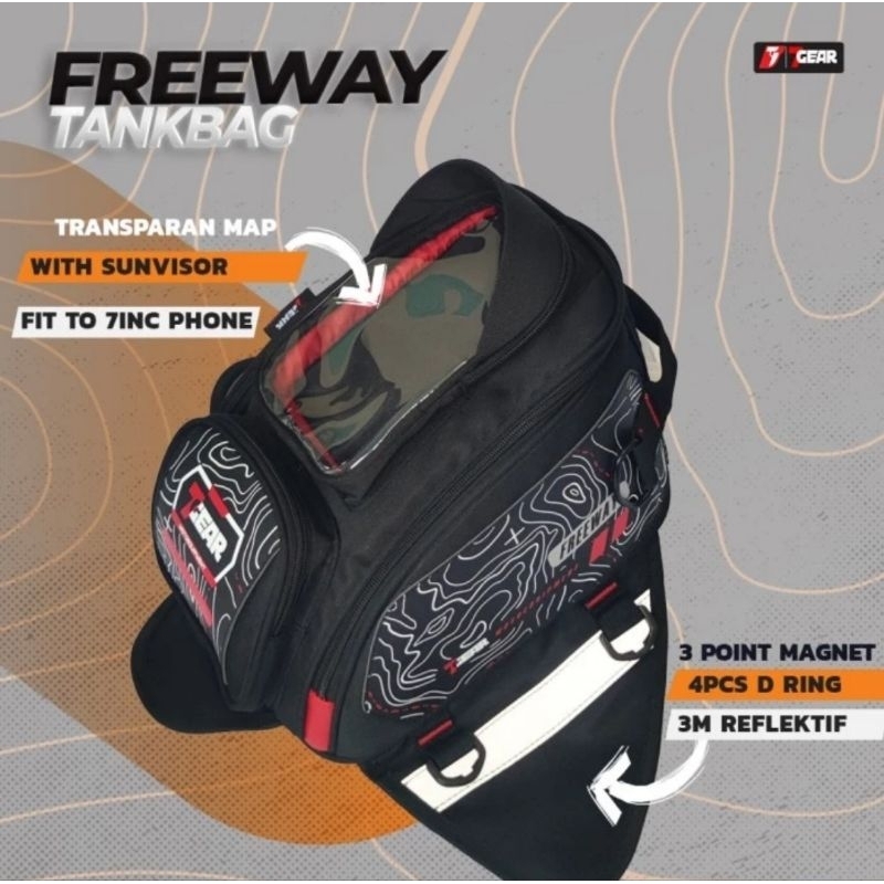 7gear Tankbag Freeway - Tas Motor - Tas Tangki - Tas Touring - Tank bag Freeway 7 Gear 7Gear