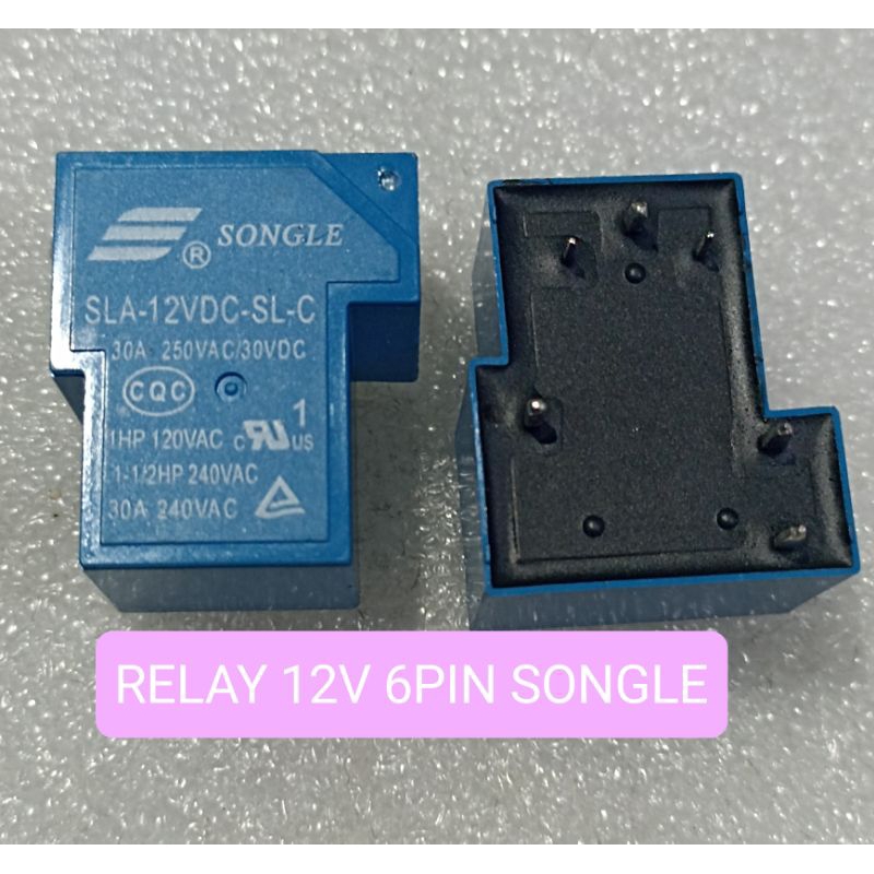 Relay 12V 30A 6Pin 30A Songle Relay Relai 12Volt 6 Kaki Relay Kodok 12 Volt 6 Pin Songle Original