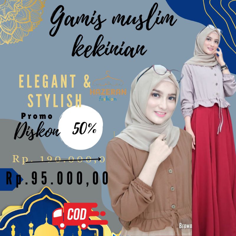 Baju gamis syar'i remaja muslim midi dress simple cantik kekinian