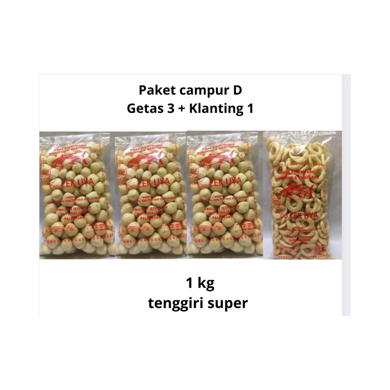 

Paket Campur total 1 kg ( 3 bungkus kerupuk getas super + 1 kerupuk klanting super )