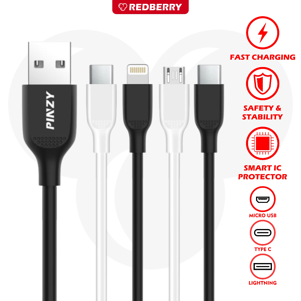 Kabel Data PINZY P02 Fast Charging iphone Lightning android Type C Micro USB kabel cas charger HP original