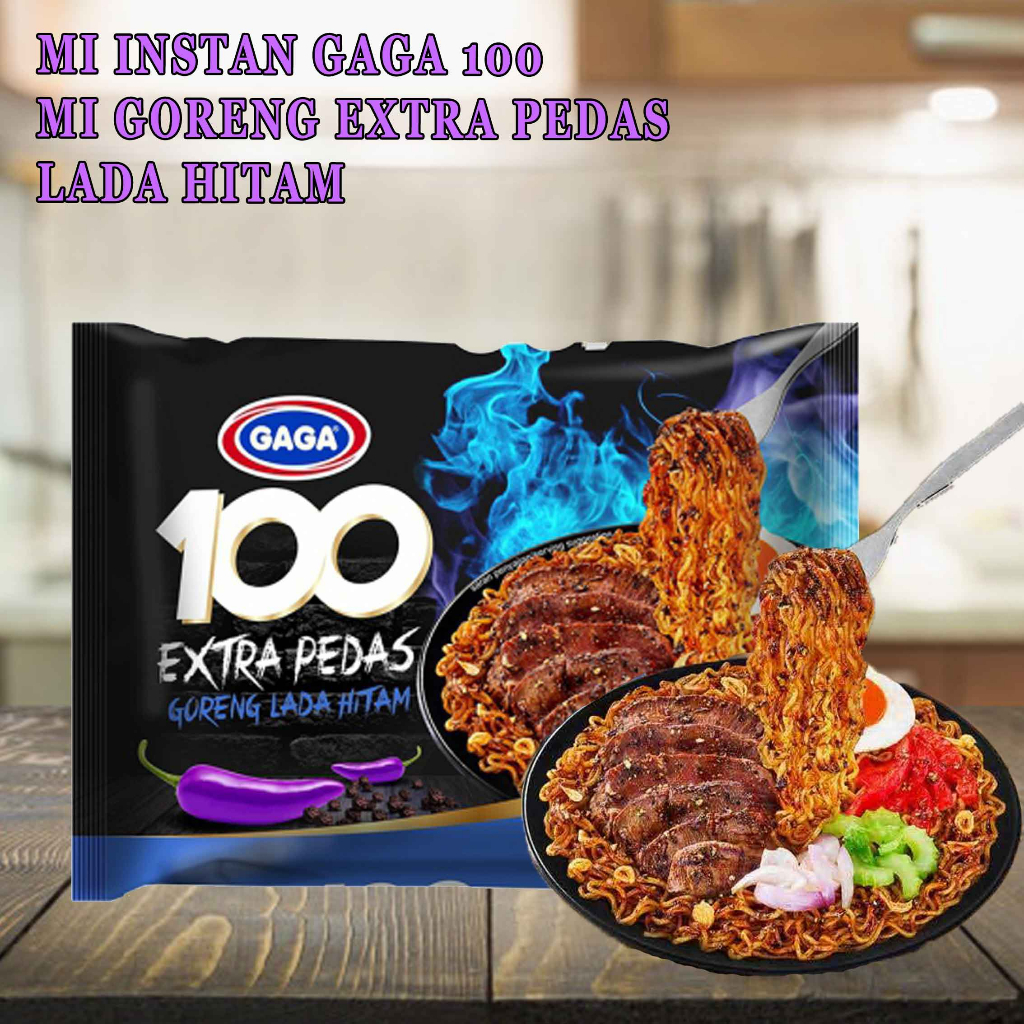 Mie Instan Gaga 100/ Mie Goreng Extra Pedas/ Mie Rasa Lada Hitam