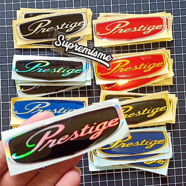 Stiker Emblem Prestige Timbul 3D | Sticker Timbul 3 dimensi Prestige | Stiker Resin Timbul Prestige Terbaru