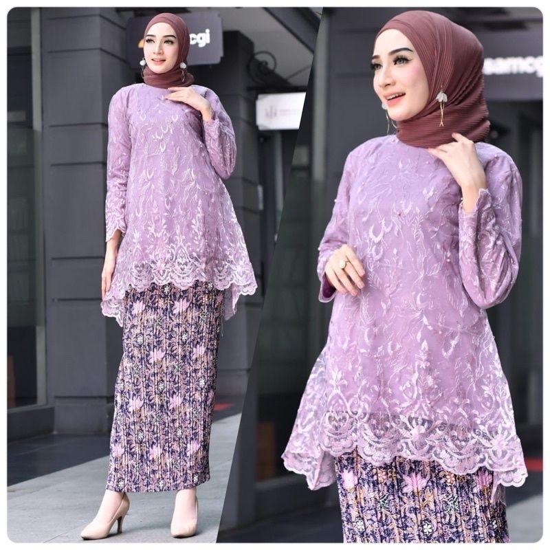 Melia Kebaya - Setelan Kebaya Blouse Azkia / Set Kebaya Rinjani Rok Plisket / Kebaya Wisuda Modern