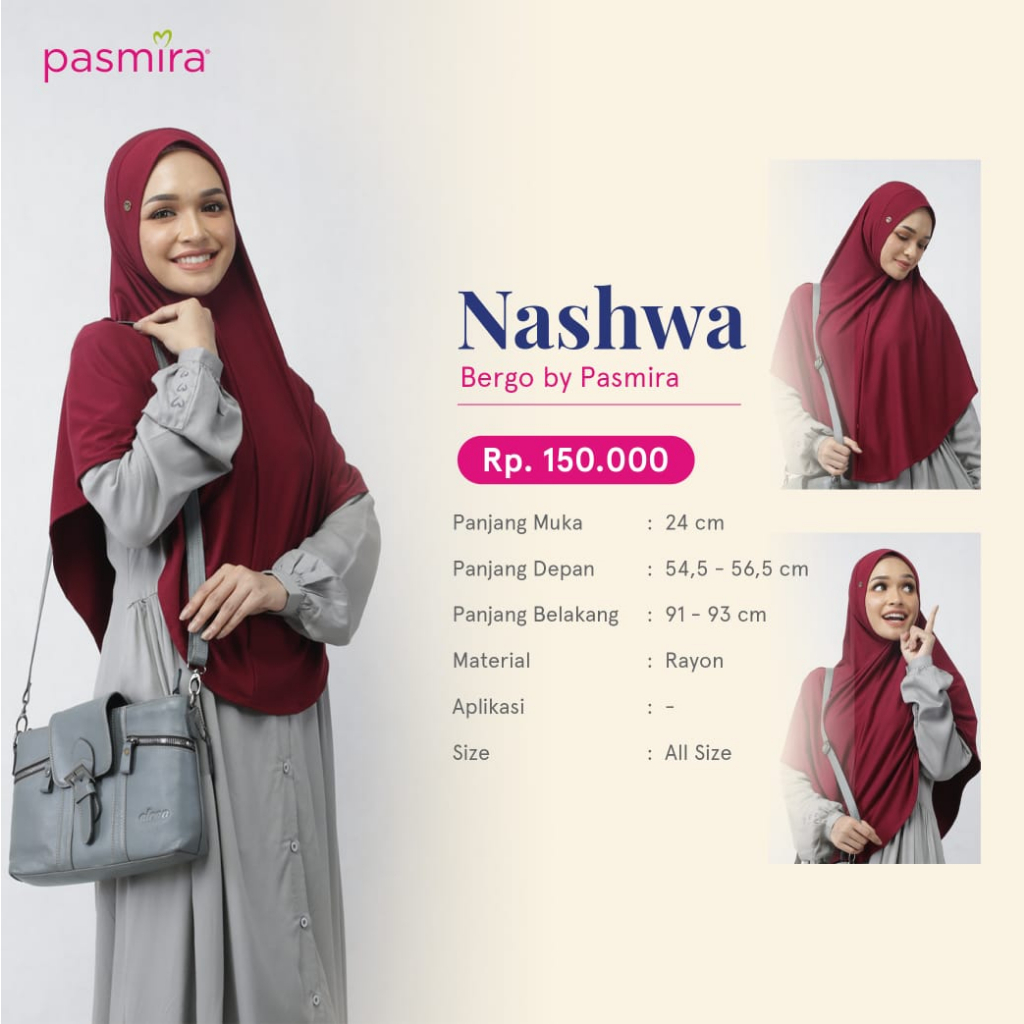 bergo nashwa pasmira/jilbab instan