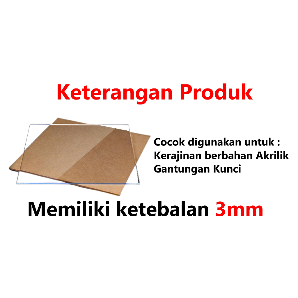 [HAEBOT] Akrilik 3mm Bening Transparan Ukuran Potongan Custom Acrylic Clear Persegi Kotak Per 5cm
