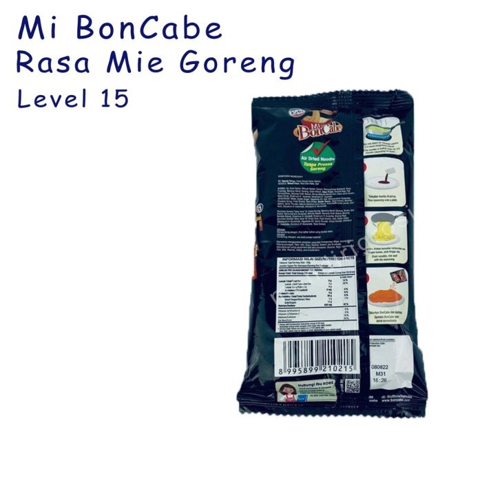 Mie boncabe * 105g * Level 15 * Mie instan