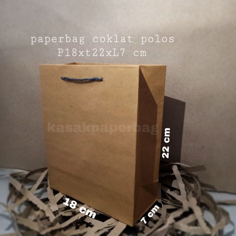 

12pcs paper bag coklat polos / kantong souvenir/ packaging olshop/ tas belanja 18x22x7