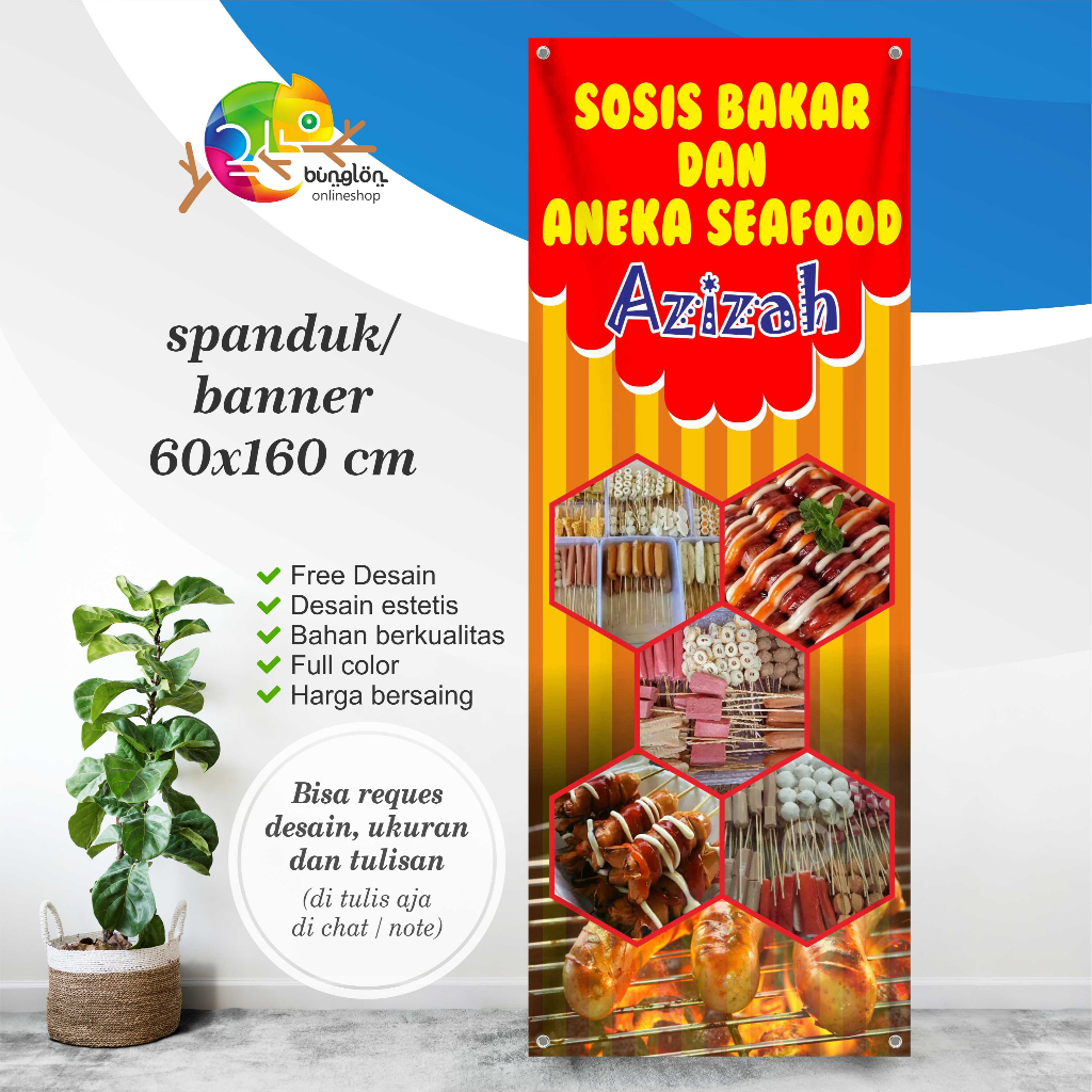 60x160 Spanduk Banner Sosis Bakar Aneka Seafood