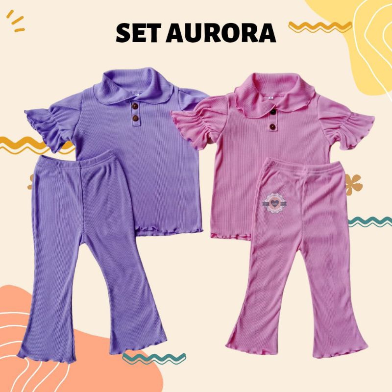 Baju Setelan Anak Perempuan AURORA Ruffle Knit Tee Rib Usia 1-5 Tahun