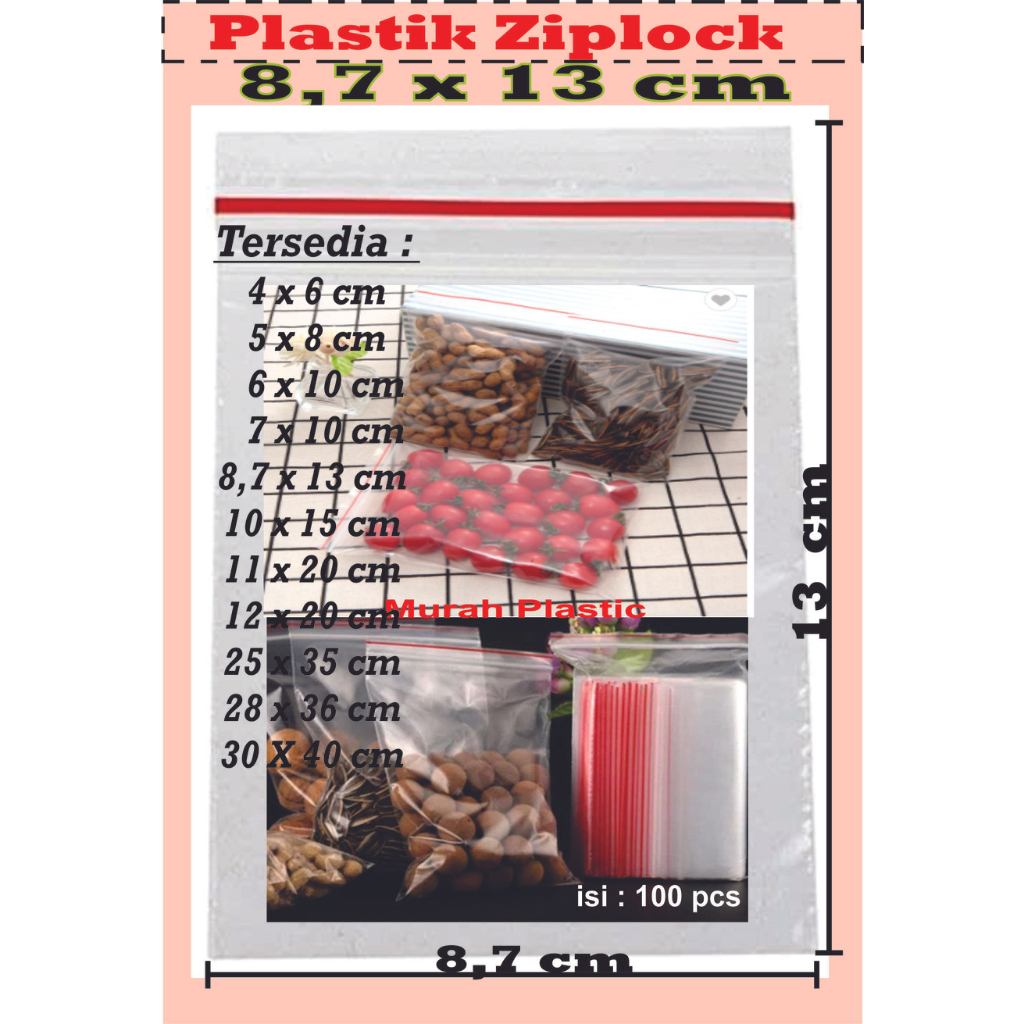 PLASTIK ZIPLOCK/KLIP  8,7 X 13 CM ISI 100 PCS