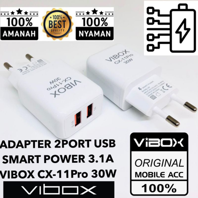 TRAVEL ADAPTOP VIBOX 2USB CX11 PRO 30W 3.1A SMART POWER BY SMOLL