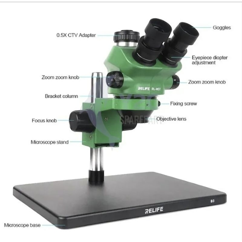 MIKROSKOP TRINOCULAR RELIFE M5T-B3 + LAMPU LED ORIGINAL / ALAT SERVIS HP