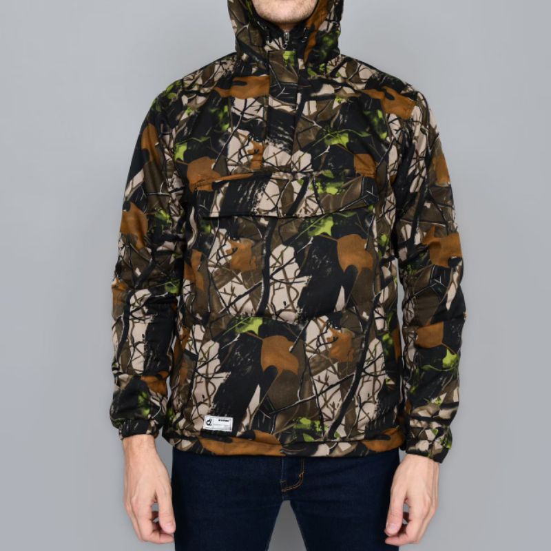 Jacket WindBrake Pria Wanita Leaf Army Motif Army Perbakin