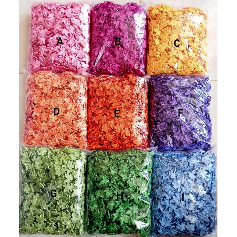 (±450gr) mote manik akrilik DAUN ANGGUR GLOSSY CANTIK