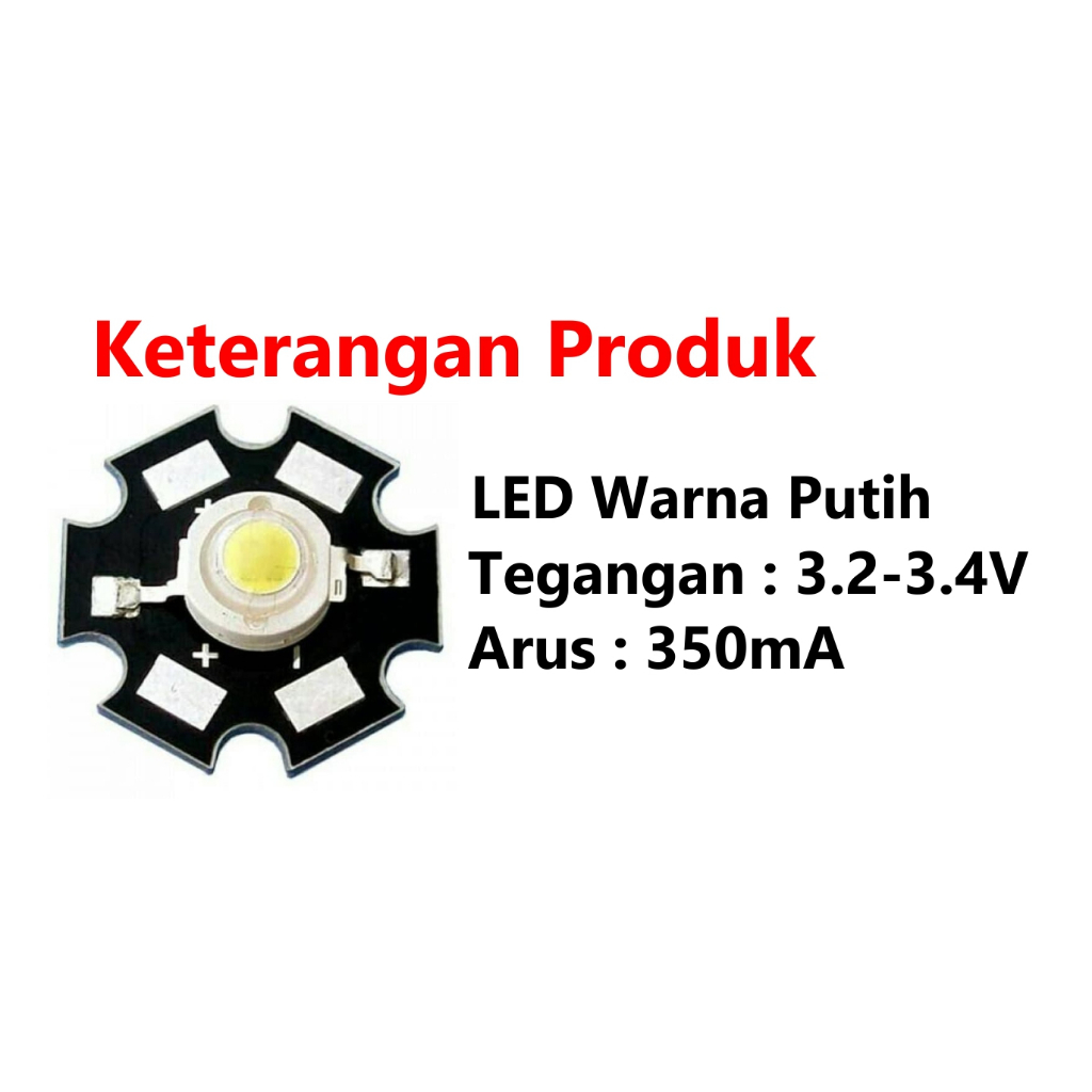 [HAEBOT] LED HPL 1 W Watt Putih White Heatsink 3V Lampu Light Emitting Dioda Terang Mini Hemat