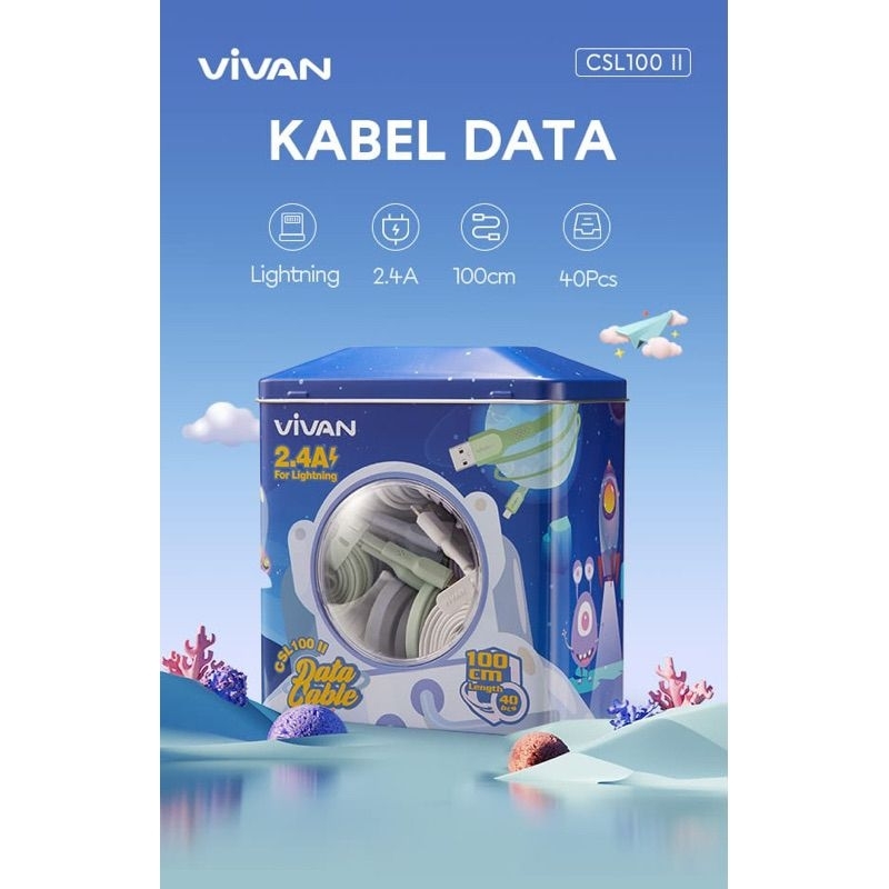 Kabel Charger Vivan CSL100 NEW Kabel Data Vivan CSL100S NEW isi 40 Pcs