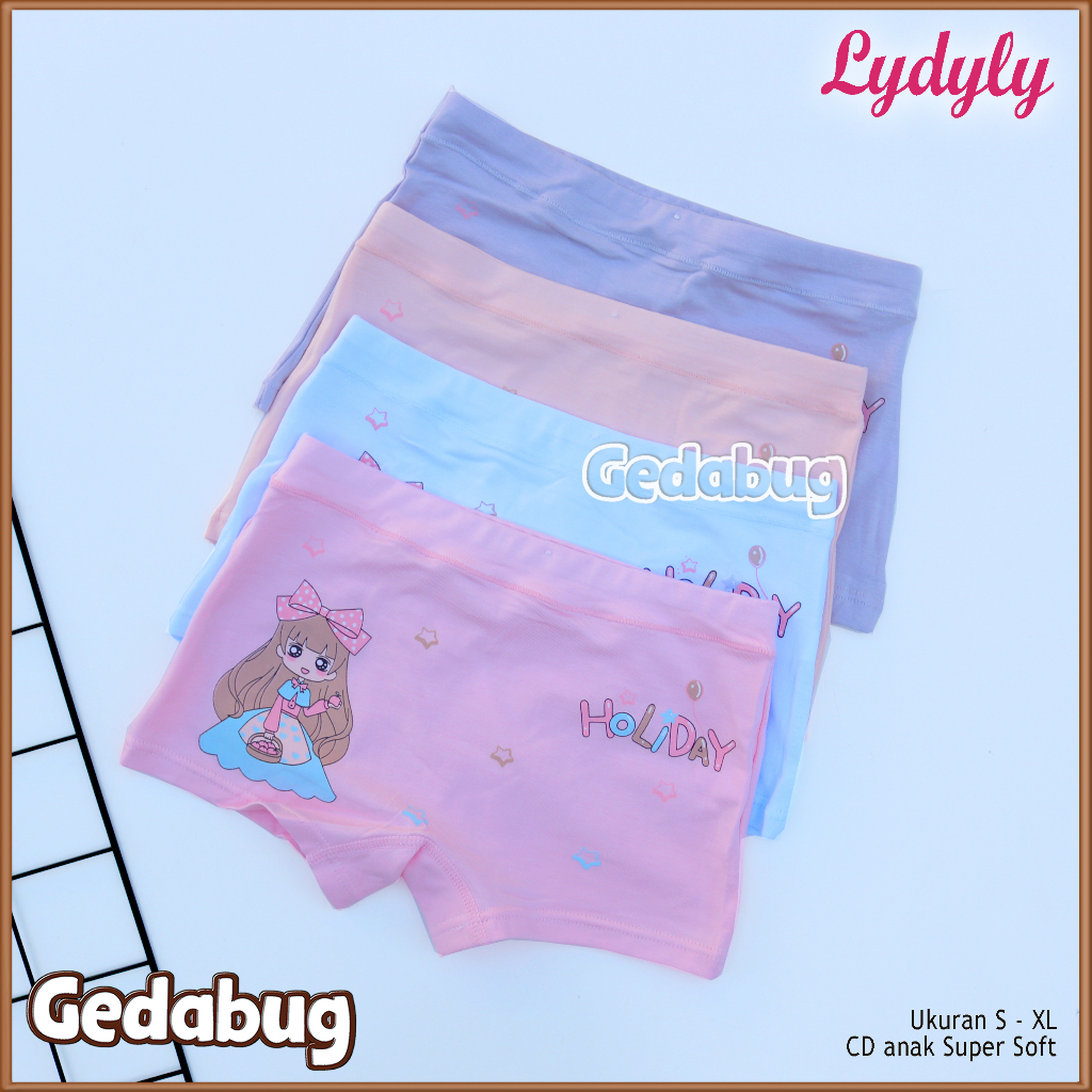 3 Pcs - CD Boxer Anak Girl LYDYLY 5801 | Celana Dalam Anak Perempuan Motif Girl Holiday | Gedabug