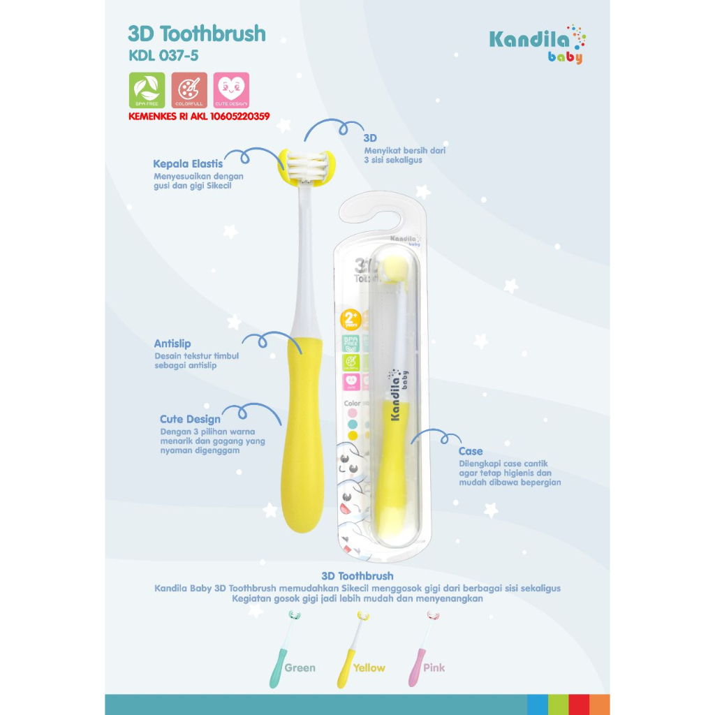 Kandila Baby KDL037-5 3D Toothbrush - Sikat Gigi Anak Bayi