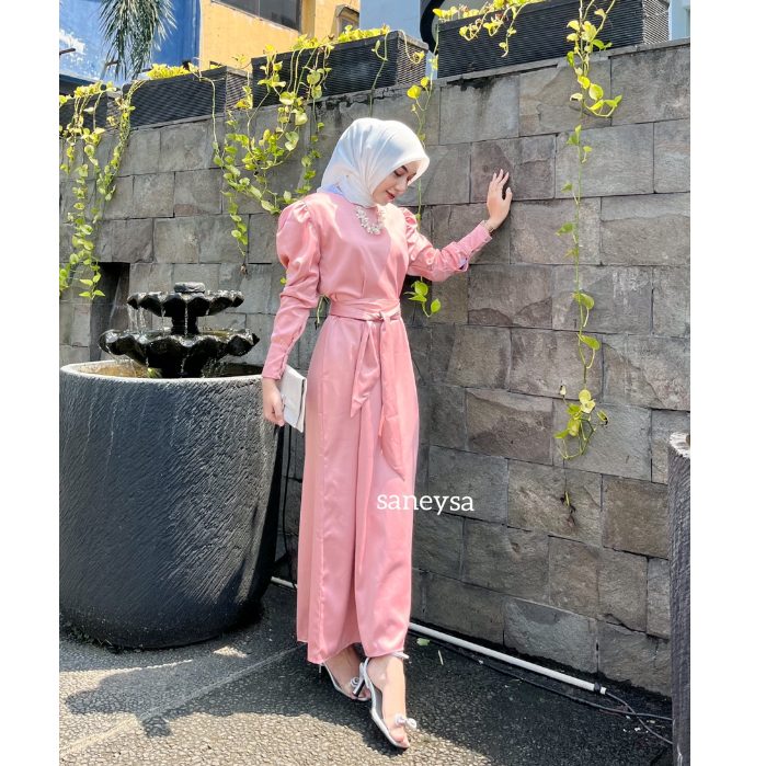 Arabella Silk Dress Satin - Dress Kondangan - Gamis Kondangan - Outfit Kondangan - Gamis Lebaran - Dress Korean Style - Dress Pesta - Dress Wanita