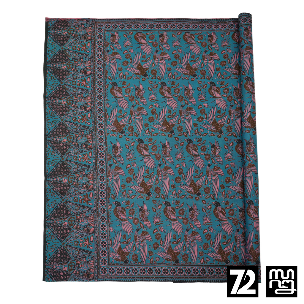 KAIN BATIK PREMIUM Bahan Katun Motif Burung Taman Warna Biru 721595 Cap 72 Jarik Jarit Samping Kebat Panjang Batik Katun Modern Premium Bahan Seragam Batik Pernikahan Kantor Keluarga Murah Kamen Jadi Batik Bali Lembaran