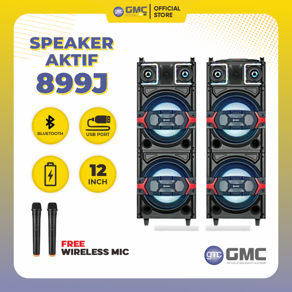 GMC SPEAKER 899J MULTIMEDIA BLUETOOTH + 2 MIC WIRELESS | TERMURAH + GRATIS ONGKOS KIRIM*