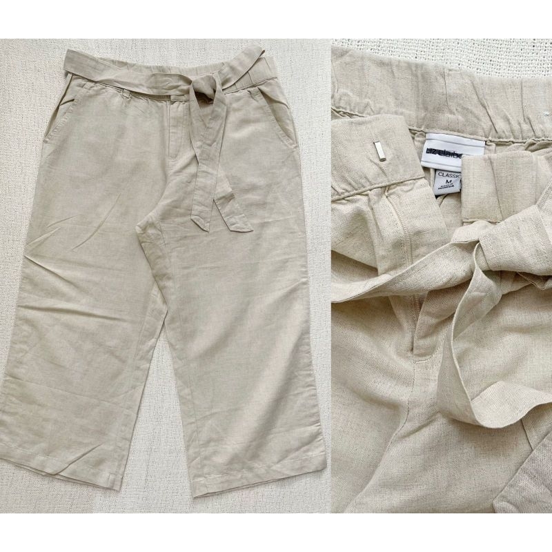 Liz Claiborne belted croped linen pants