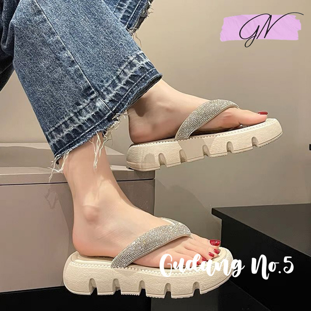 GN-8386 Sandal Jepit Wanita Wedges Fashion Blink Jelly Import PCU