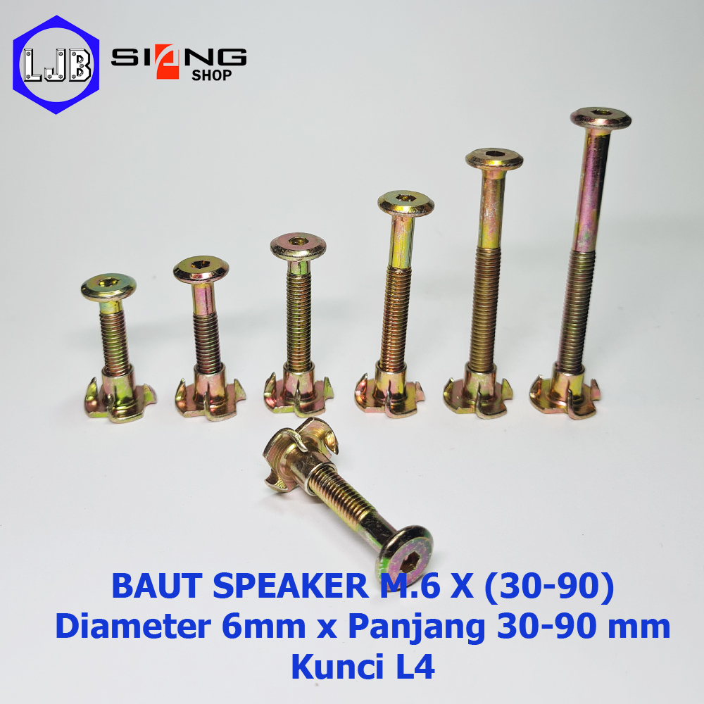 Baut Speaker Cakar Kuning M6 panjang 30 sd 70 mm