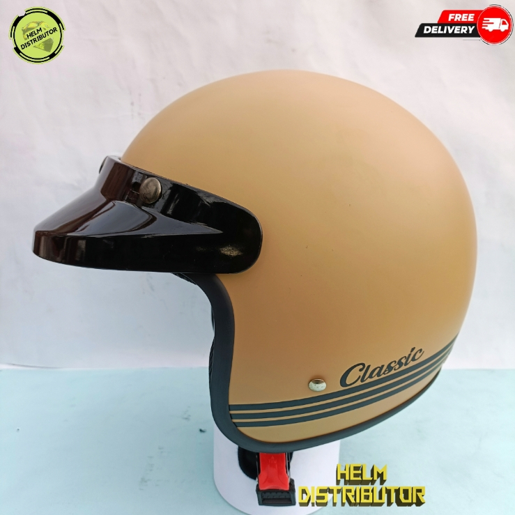 HELM BOGO CLASSIC KACA DATAR  HITAM KACA DATAR BENING KACA CEMBUNG HITAM SNI COD