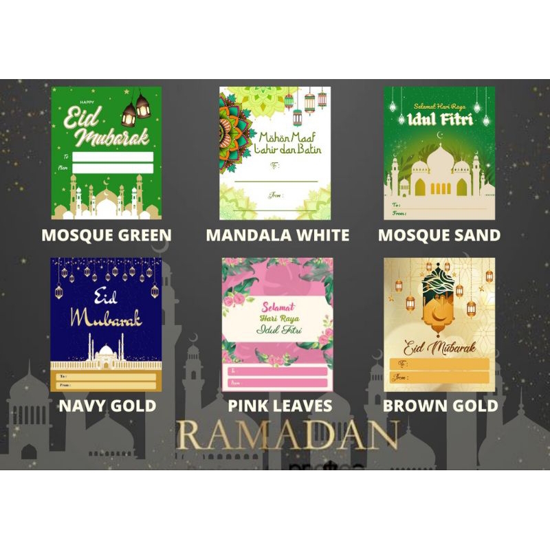 Lebel Sticker Hangtag Hangtags Card Kartu Ucapan Idul Fitri Ramadan Eid Mubarak untuk Jualan Souveni