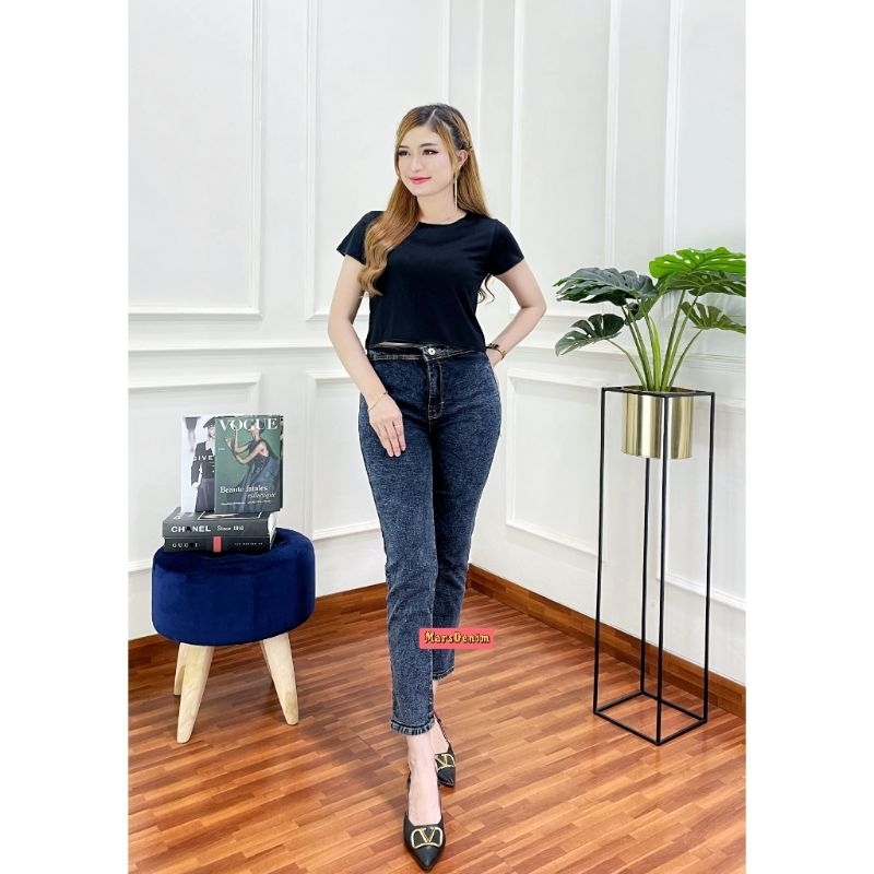 CELANA HIGHWAIST JEANS POLOS WANITA CEWEK