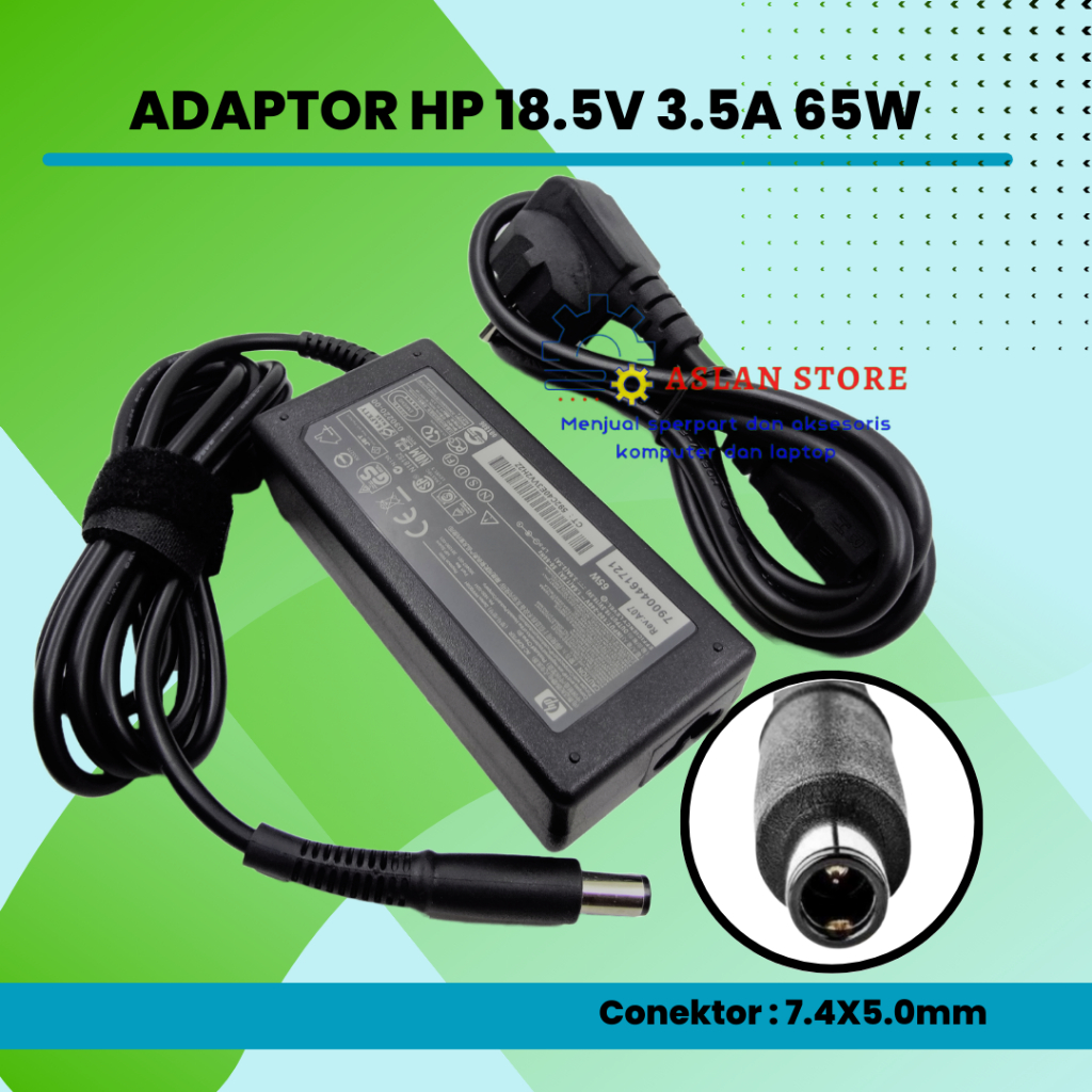 Adaptor Charger 65W 18.5V 3.5A 7.4x5.0mm HP ProBook 4420 4420S 4421S HP COMPAQ PRESARIO CQ60 CQ61 CQ70 CQ71