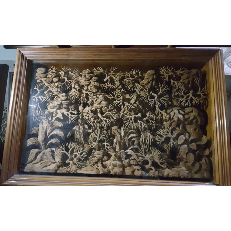 Hiasan dinding kayu jati 021 - Ukiran relief 3D