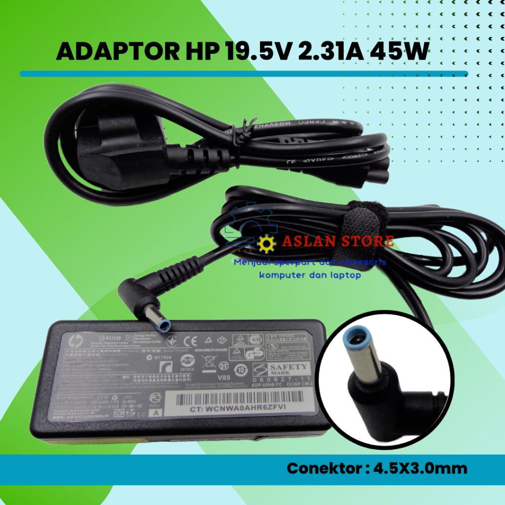 Adaptor Charger Laptop HP 19.5V 3.33A 4.5x3.0Mm 65W AC Adapter For HP 240 245 246 340S 470 348 G7 250 255 256 G2 G3 G4 G5 G7 350 355 G1 G2