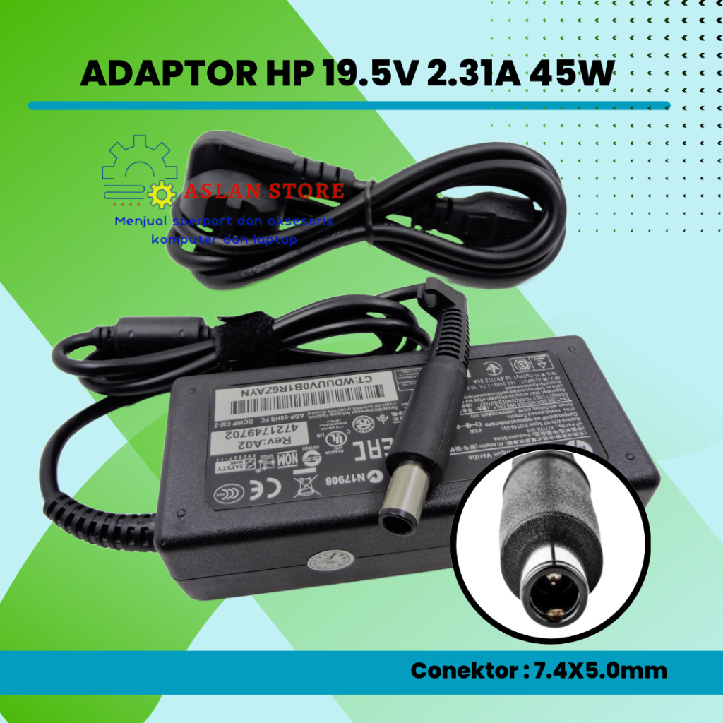 Adaptor Charger HP 19.5V 2.31A 45W untuk HP Folio 9470M AC Adapter Charger 744481-003 744893-001 HSTNN-DA4 HP EliteBook Revolberputar 810 G1 G2 G3