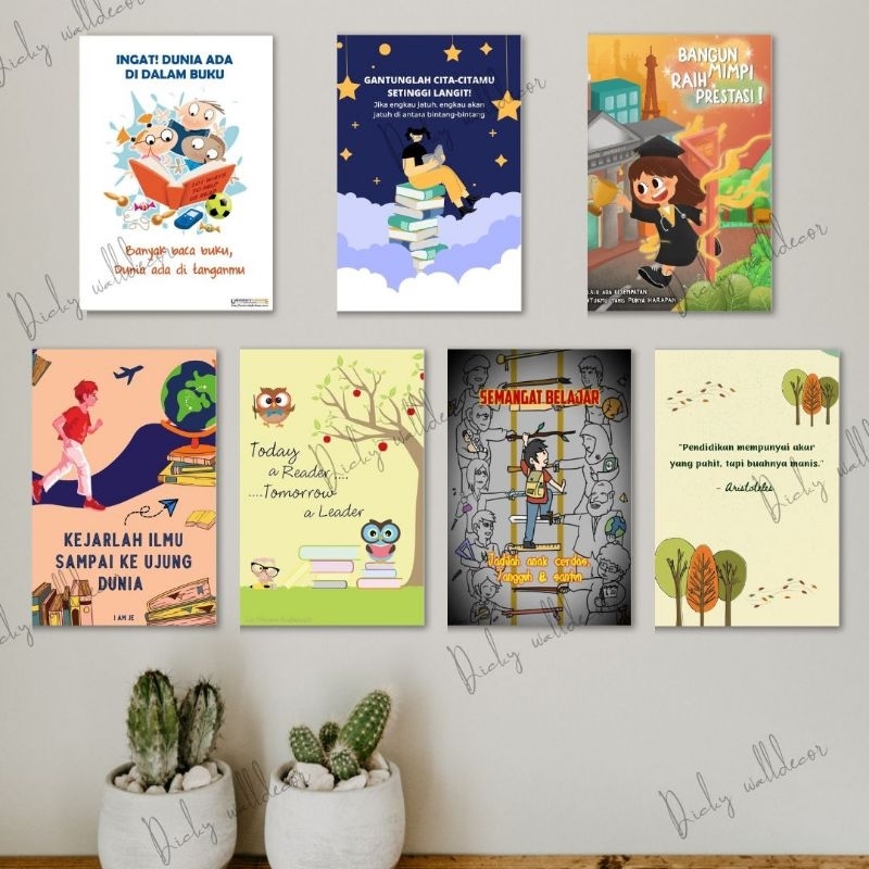 (BISA COD) HIASAN DINDING SEKOLAH POSTER DINDING MDF POSTER DINDING SEKOLAH PAJANGAN DINDING MOTIVAS
